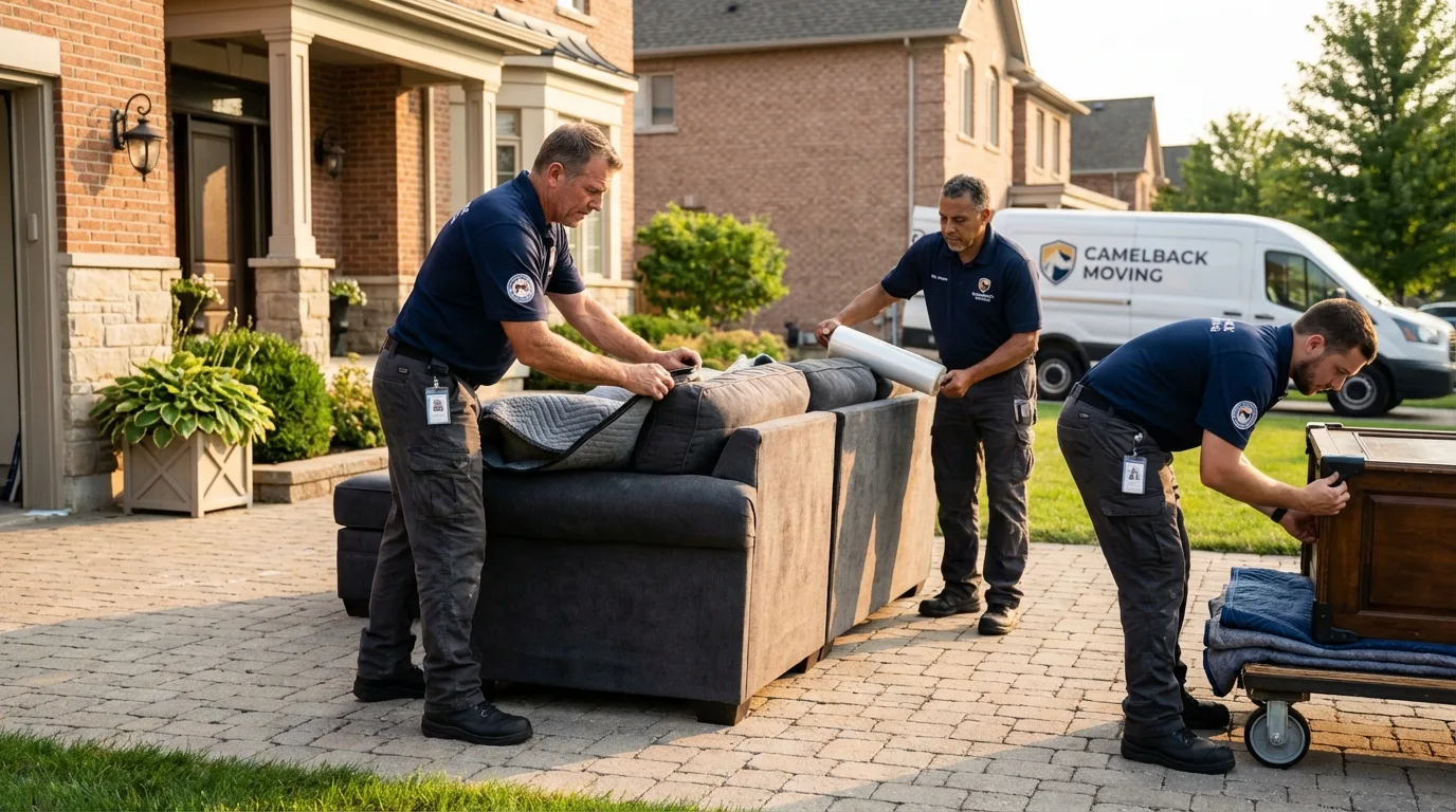 Large estate moving crew wrapping furniture in Heflin, AL